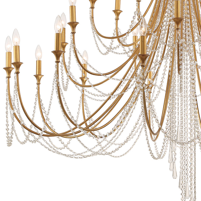 Crystorama ARC-1929-GA-CL-MWP 28 Light Chandelier, Antique Gold