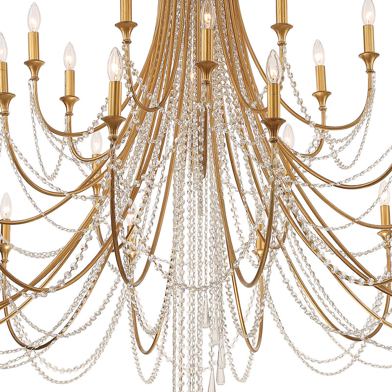 Crystorama ARC-1929-GA-CL-MWP 28 Light Chandelier, Antique Gold