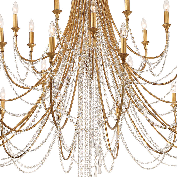 Crystorama ARC-1929-GA-CL-MWP 28 Light Chandelier, Antique Gold