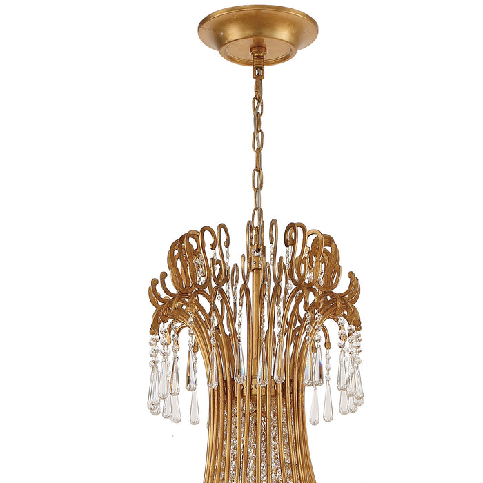 Crystorama ARC-1929-GA-CL-MWP 28 Light Chandelier, Antique Gold