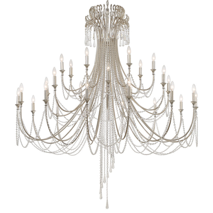 Crystorama ARC-1929-SA-CL-MWP 28 Light Chandelier, Antique Silver