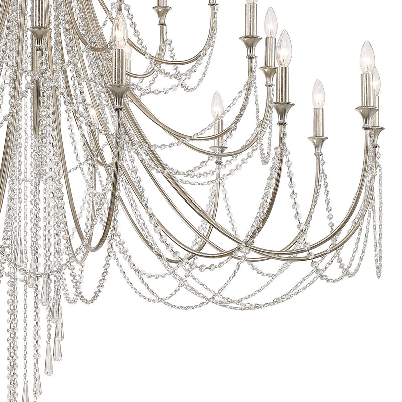 Crystorama ARC-1929-SA-CL-MWP 28 Light Chandelier, Antique Silver