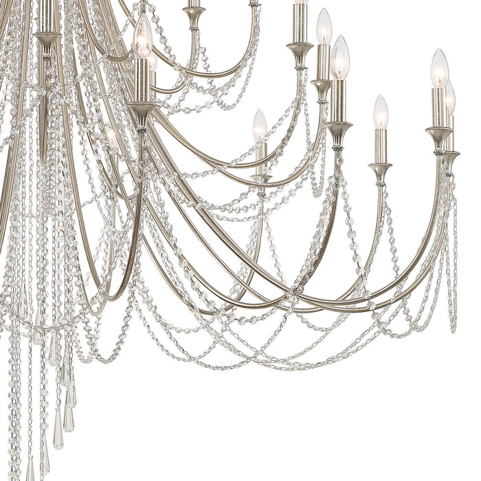 Crystorama ARC-1929-SA-CL-MWP 28 Light Chandelier, Antique Silver