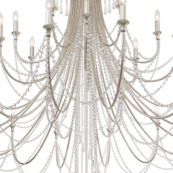 Crystorama ARC-1929-SA-CL-MWP 28 Light Chandelier, Antique Silver