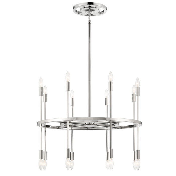 Crystorama ARS-B4016-PN 16 Light Chandelier, Polished Nickel