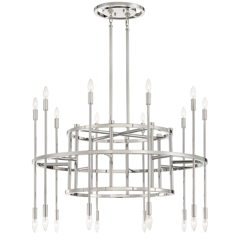 Crystorama ARS-B4020-PN 20 Light Chandelier, Polished Nickel