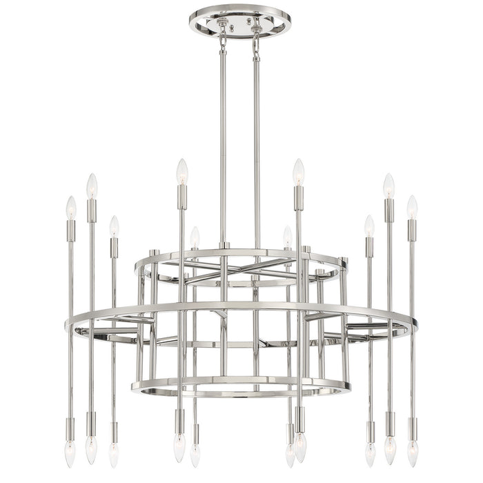 Crystorama ARS-B4020-PN 20 Light Chandelier, Polished Nickel