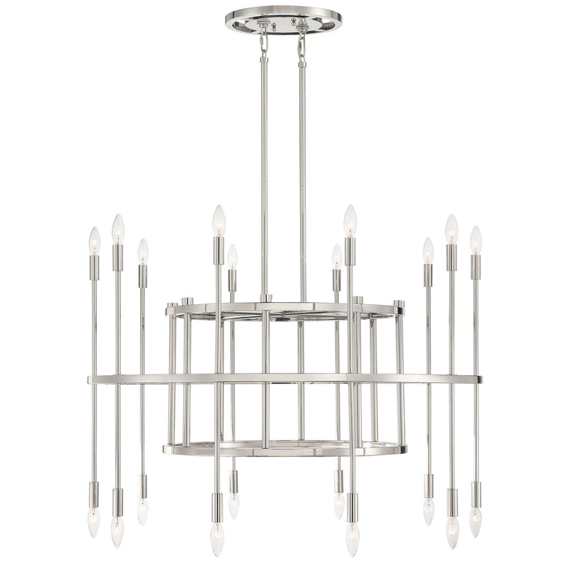 Crystorama ARS-B4020-PN 20 Light Chandelier, Polished Nickel