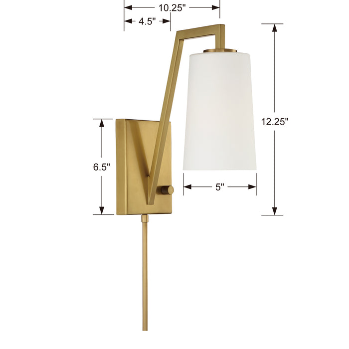 Crystorama AVO-B4201-AG One Light Wall Sconce, Aged Brass