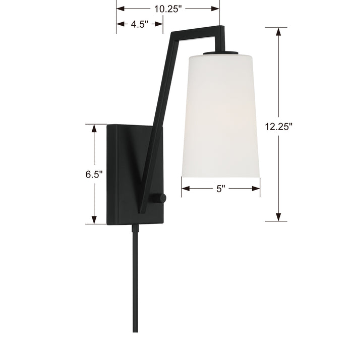 Crystorama AVO-B4201-MK One Light Wall Sconce, Matte Black