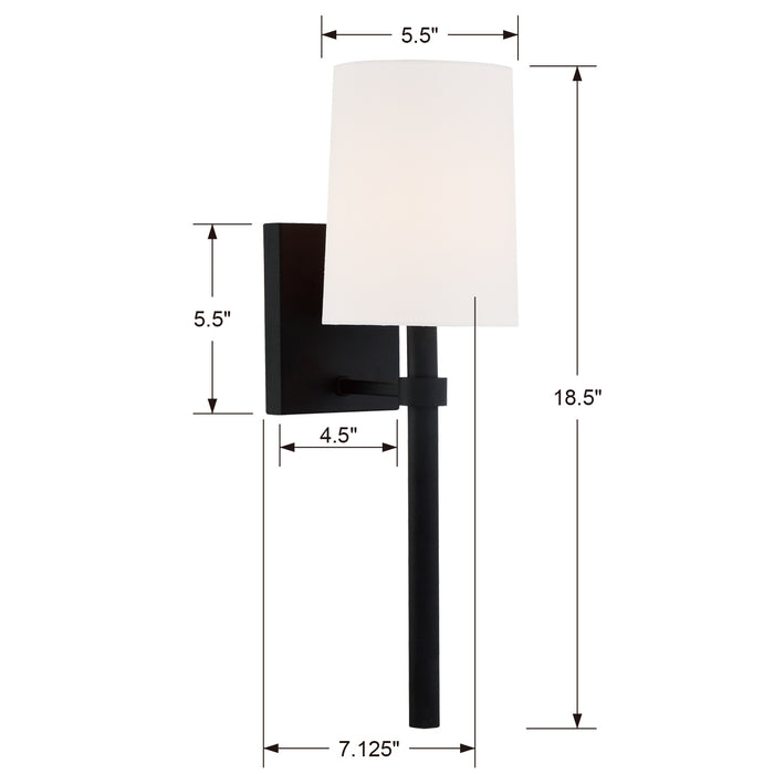 Crystorama BRO-451-BF One Light Wall Sconce, Black Forged