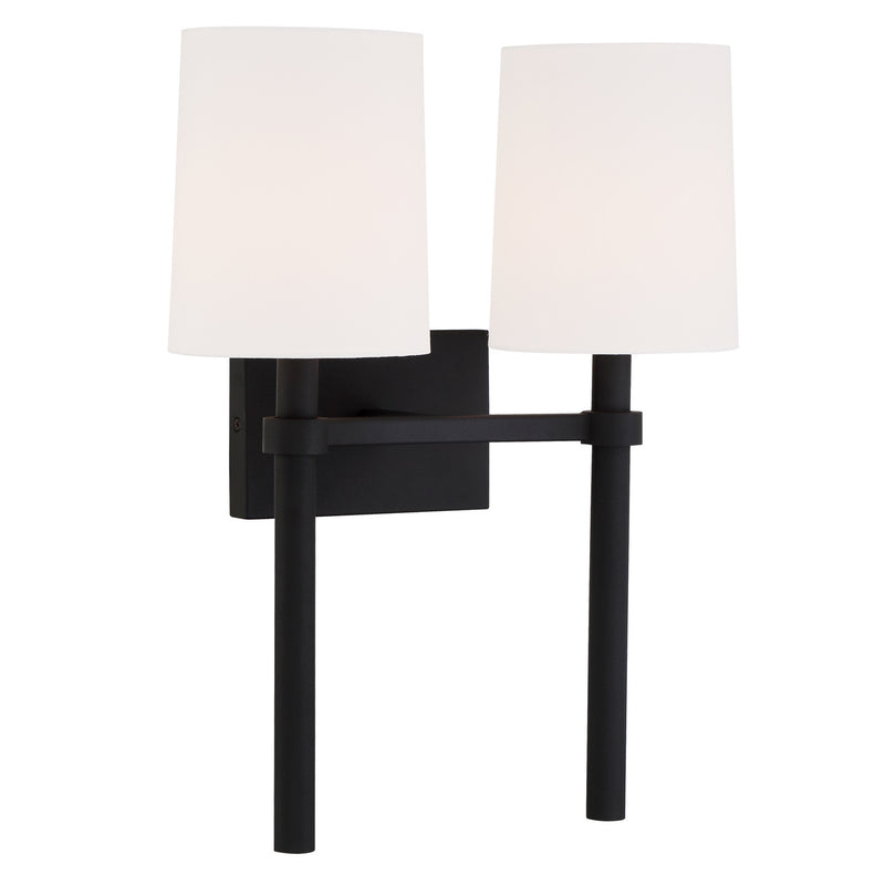 Crystorama BRO-452-BF Two Light Wall Sconce, Black Forged