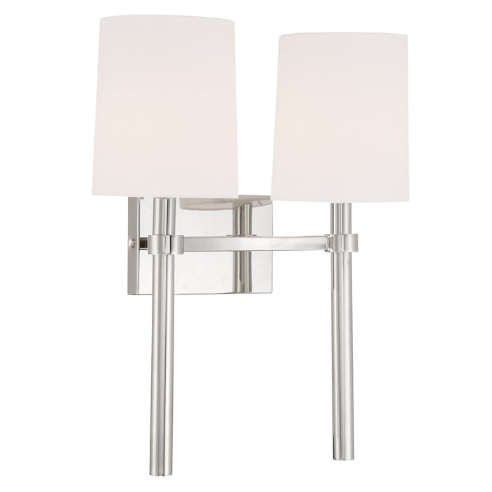 Crystorama BRO-452-PN Two Light Wall Sconce, Polished Nickel