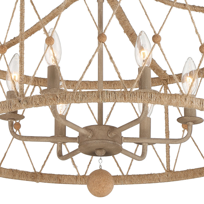 Crystorama BRX-B7906-BS Six Light Chandelier, Burnished Silver