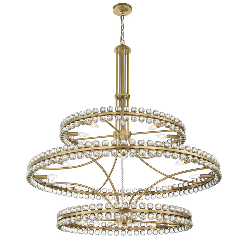 Crystorama CLO-8000-AG 24 Light Chandelier, Aged Brass