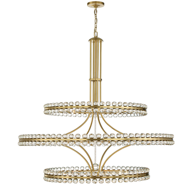 Crystorama CLO-8000-AG 24 Light Chandelier, Aged Brass