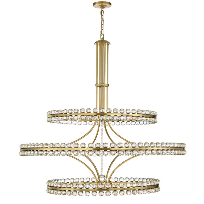 Crystorama CLO-8000-AG 24 Light Chandelier, Aged Brass