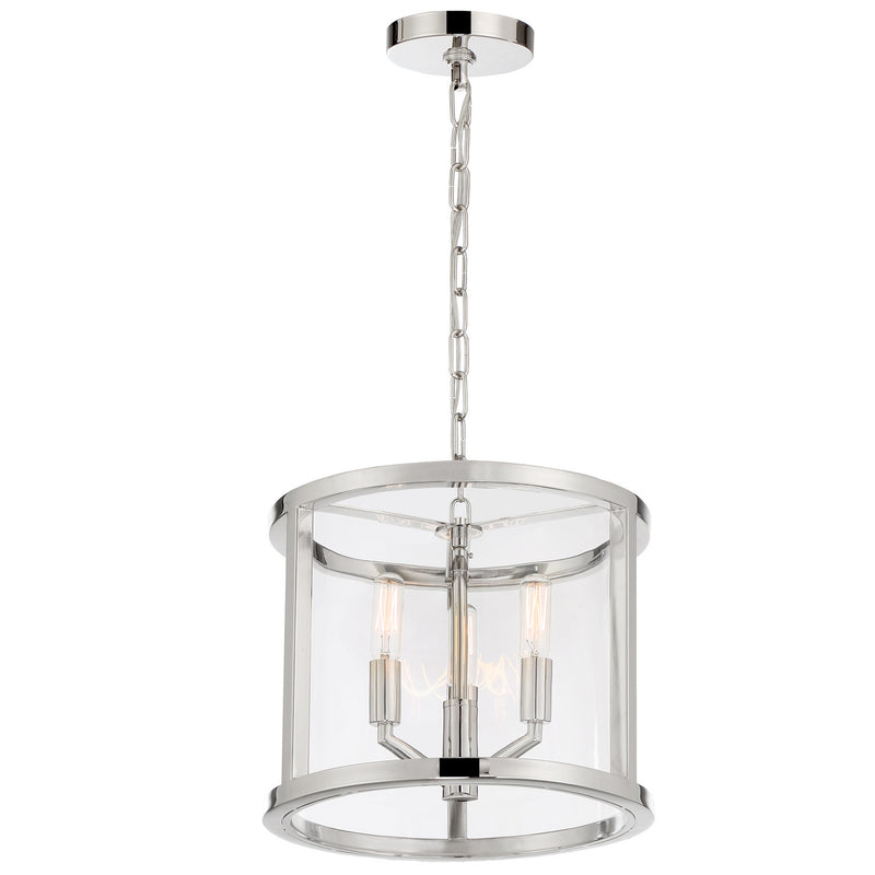 Crystorama DEV-B8003-PN Three Light Mini Chandelier, Polished Nickel