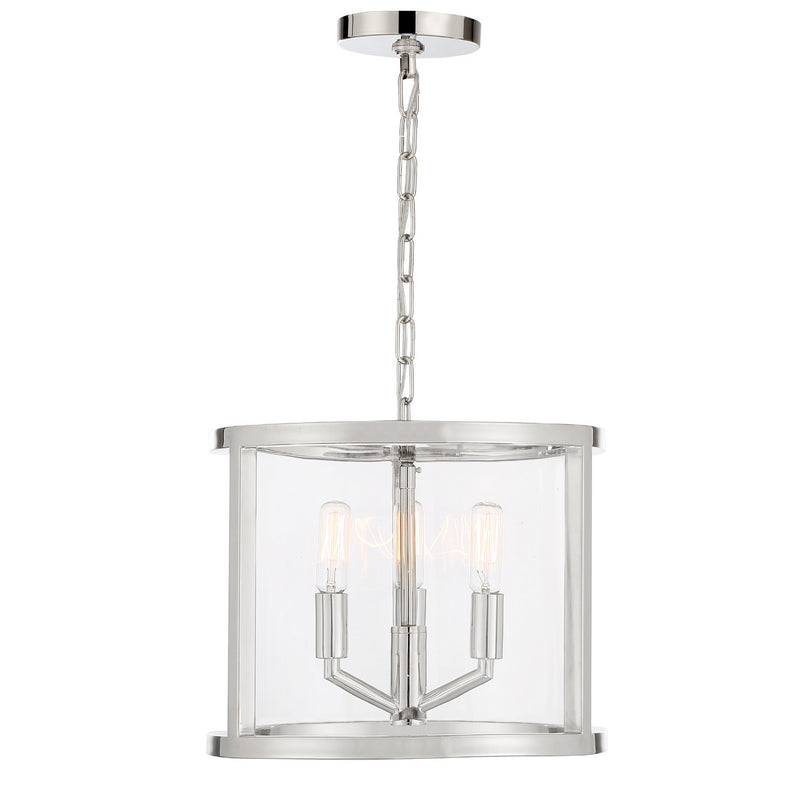 Crystorama DEV-B8003-PN Three Light Mini Chandelier, Polished Nickel