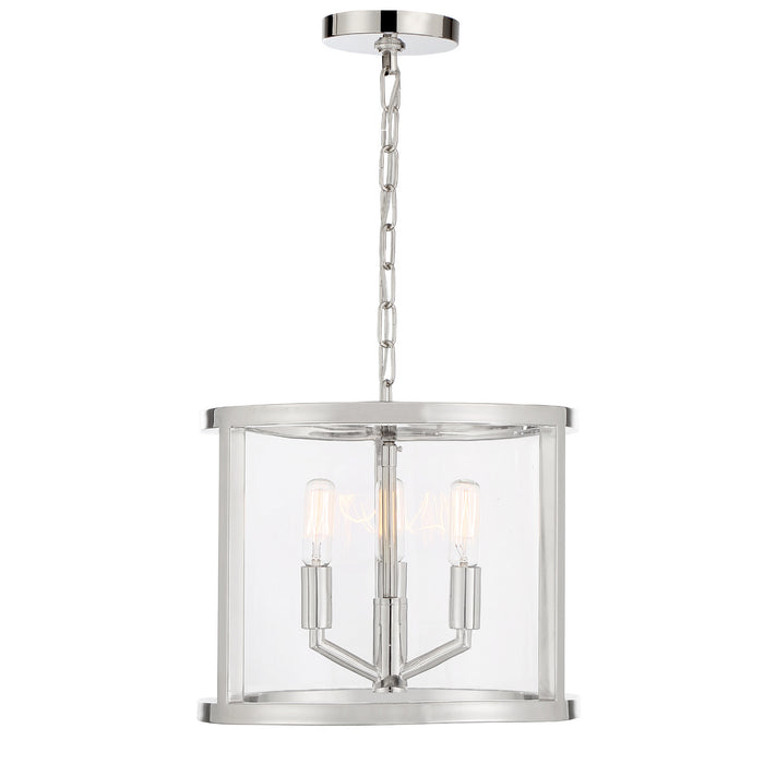 Crystorama DEV-B8003-PN Three Light Mini Chandelier, Polished Nickel