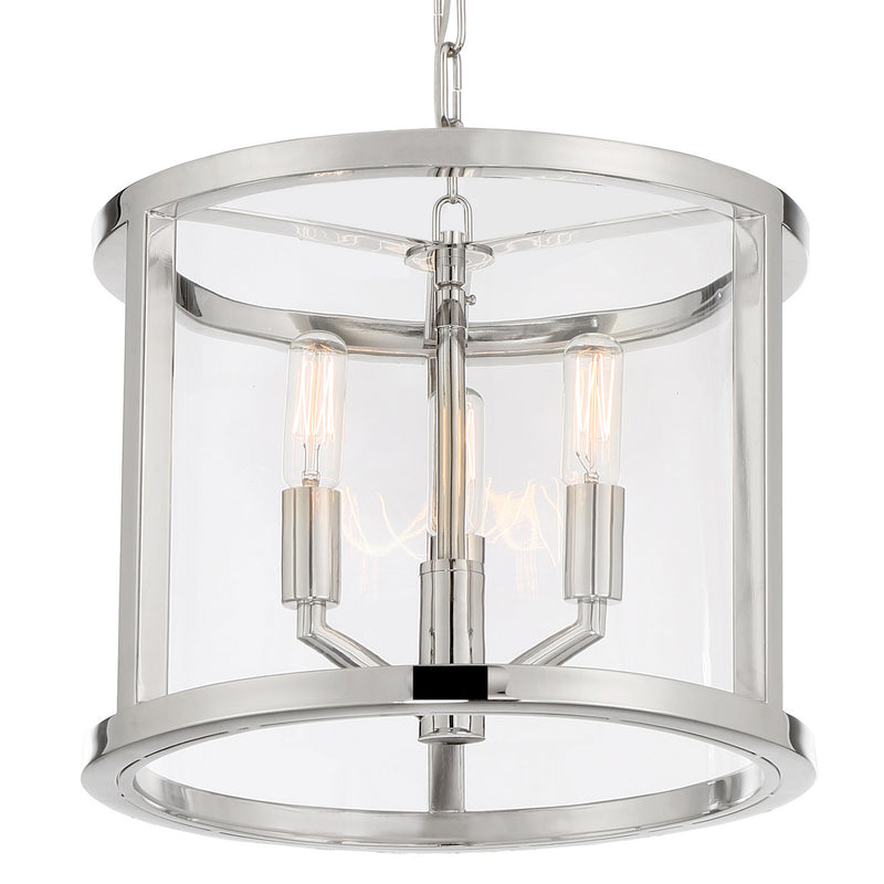 Crystorama DEV-B8003-PN Three Light Mini Chandelier, Polished Nickel