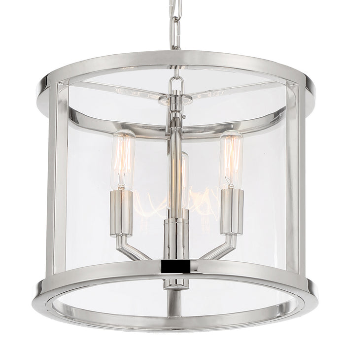 Crystorama DEV-B8003-PN Three Light Mini Chandelier, Polished Nickel