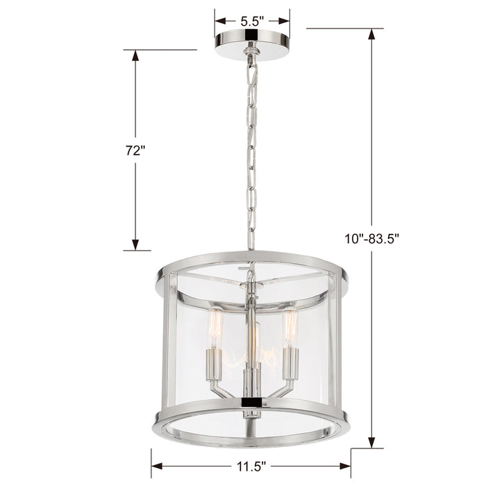 Crystorama DEV-B8003-PN Three Light Mini Chandelier, Polished Nickel