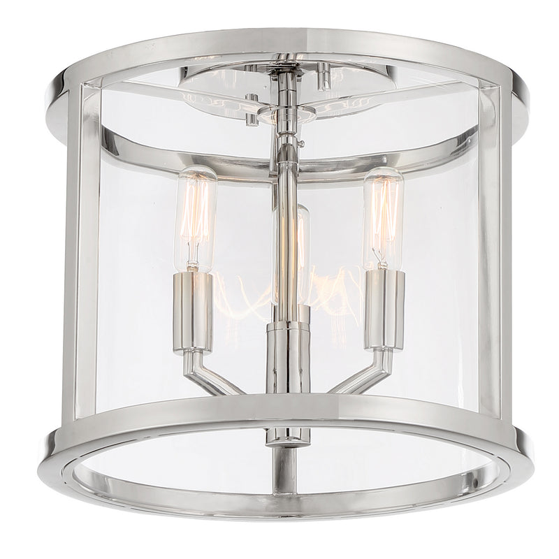 Crystorama DEV-B8003-PN_CEILING Three Light Semi Flush Mount, Polished Nickel