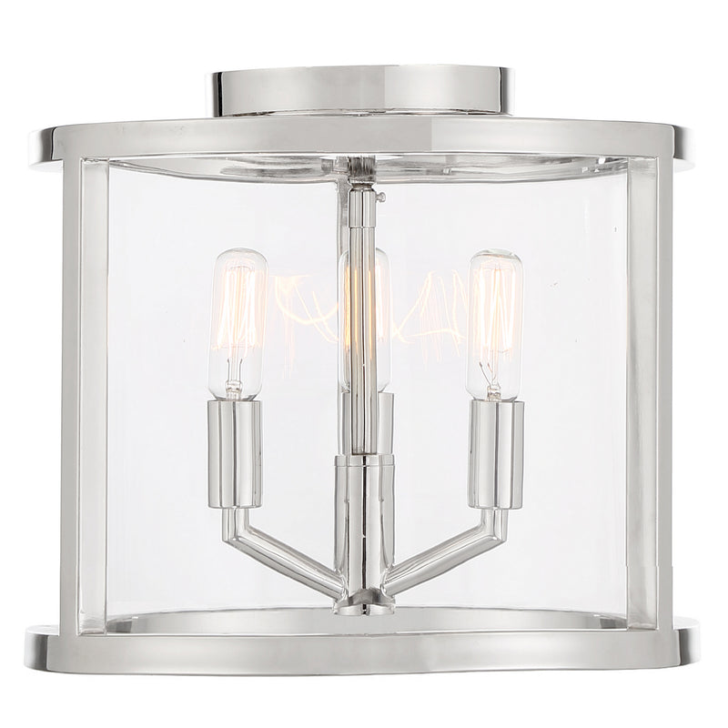 Crystorama DEV-B8003-PN_CEILING Three Light Semi Flush Mount, Polished Nickel