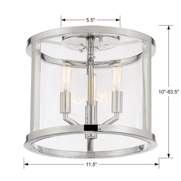 Crystorama DEV-B8003-PN_CEILING Three Light Semi Flush Mount, Polished Nickel
