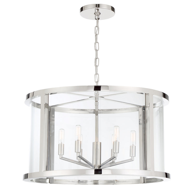 Crystorama DEV-B8066-PN Six Light Chandelier, Polished Nickel