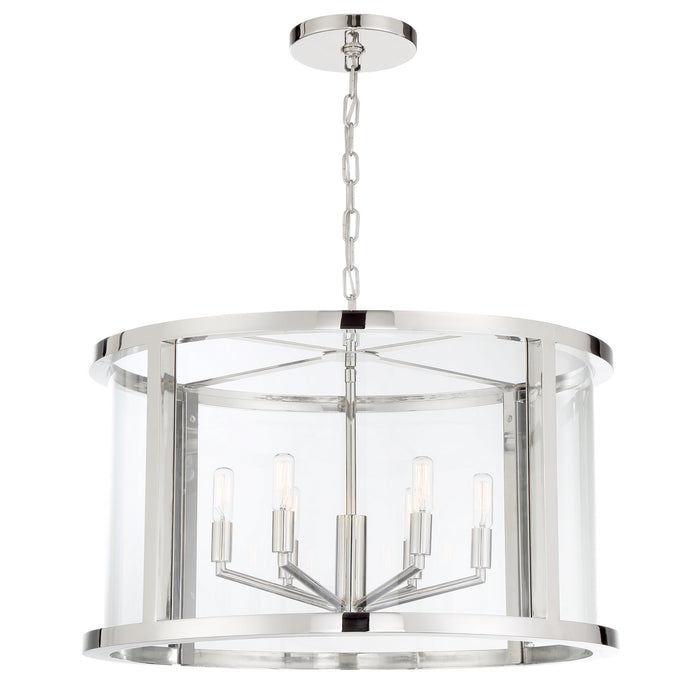 Crystorama DEV-B8066-PN Six Light Chandelier, Polished Nickel
