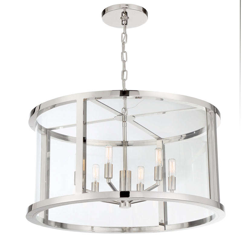 Crystorama DEV-B8066-PN Six Light Chandelier, Polished Nickel