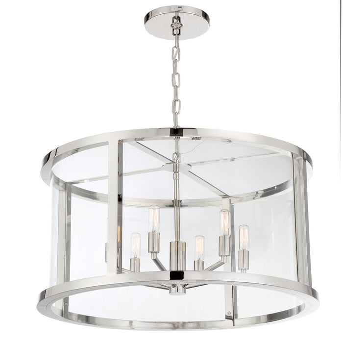 Crystorama DEV-B8066-PN Six Light Chandelier, Polished Nickel