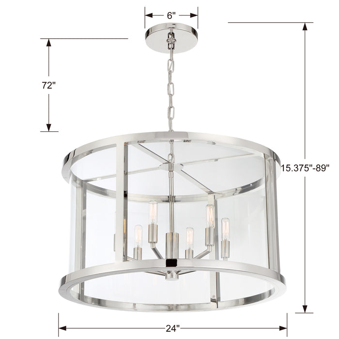 Crystorama DEV-B8066-PN Six Light Chandelier, Polished Nickel