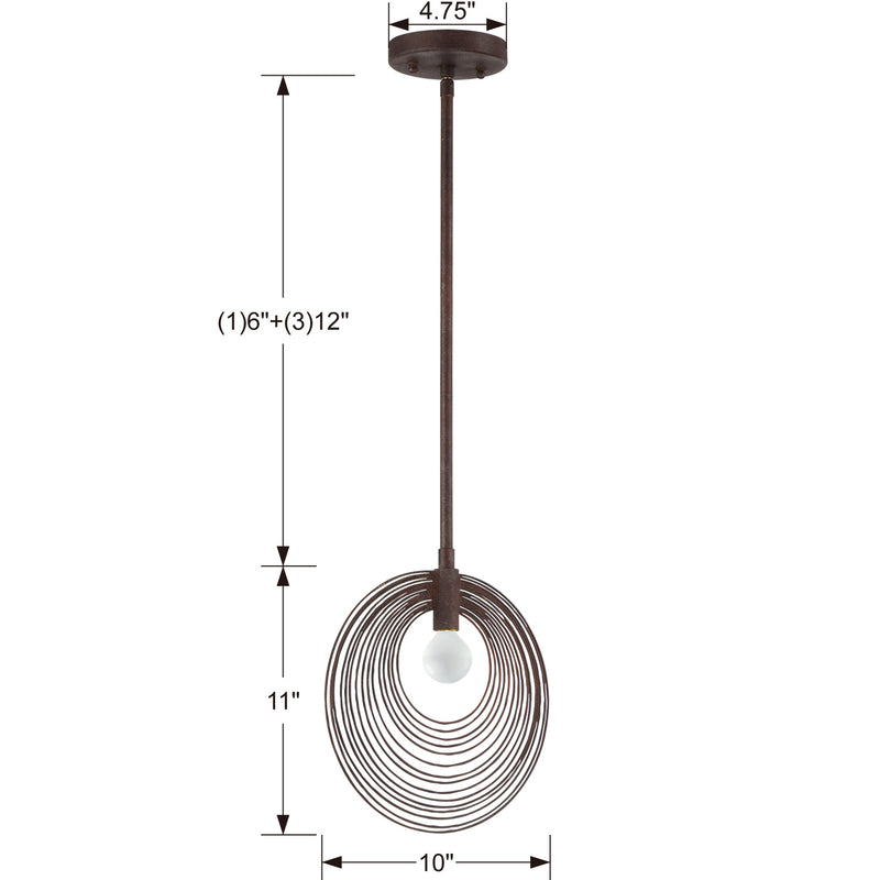 Crystorama DOR-B7700-FB One Light Pendant, Forged Bronze