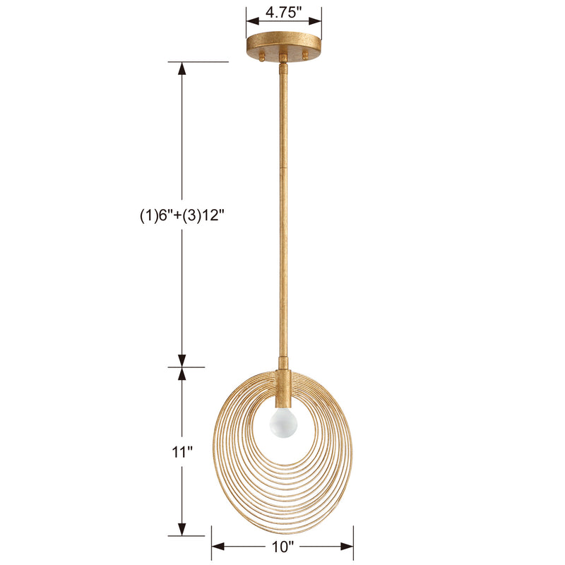 Crystorama DOR-B7700-RG One Light Pendant, Renaissance Gold