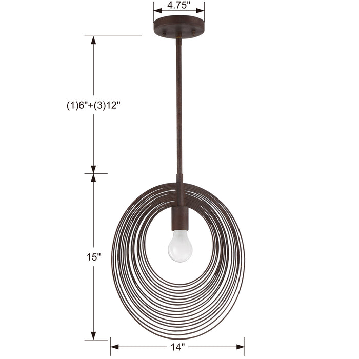 Crystorama DOR-B7701-FB One Light Pendant, Forged Bronze