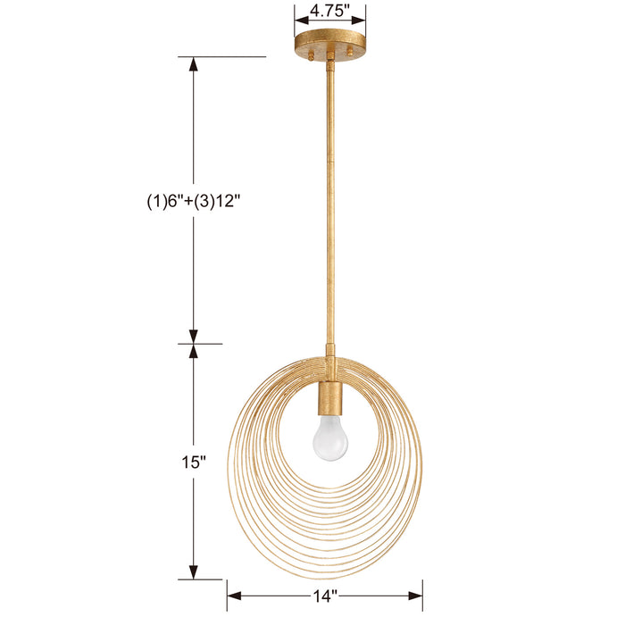 Crystorama DOR-B7701-RG One Light Pendant, Renaissance Gold