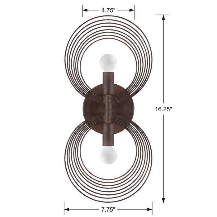 Crystorama DOR-B7722-FB Two Light Wall Sconce, Forged Bronze