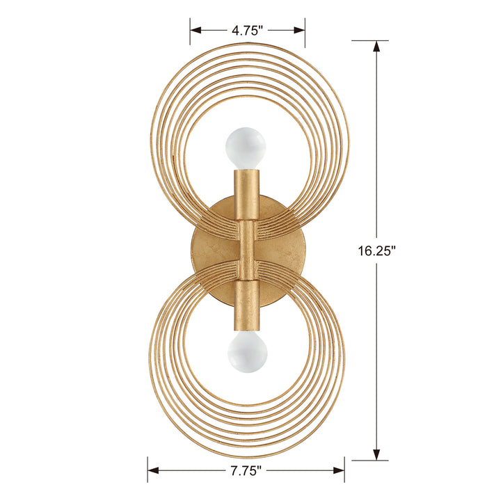 Crystorama DOR-B7722-RG Two Light Wall Sconce, Renaissance Gold