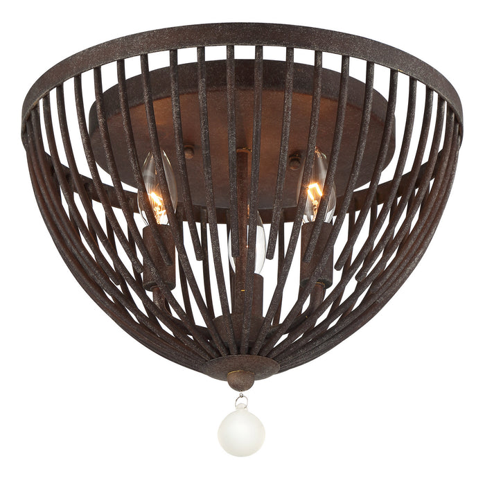 Crystorama DUV-620-FB Three Light Flush Mount, Forged Bronze