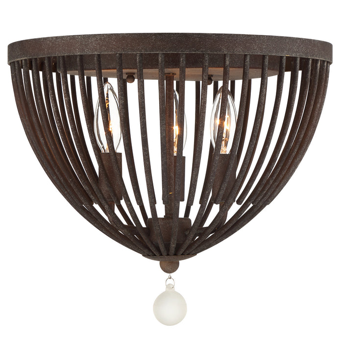 Crystorama DUV-620-FB Three Light Flush Mount, Forged Bronze