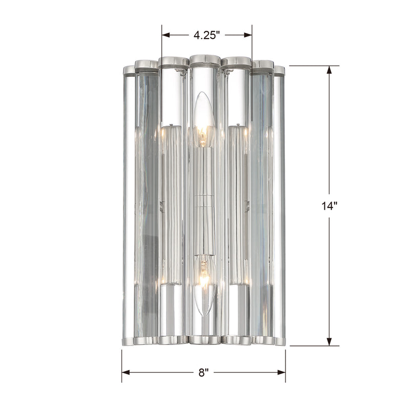 Crystorama ELL-B3002-PN Two Light Wall Sconce, Polished Nickel