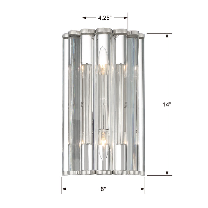 Crystorama ELL-B3002-PN Two Light Wall Sconce, Polished Nickel