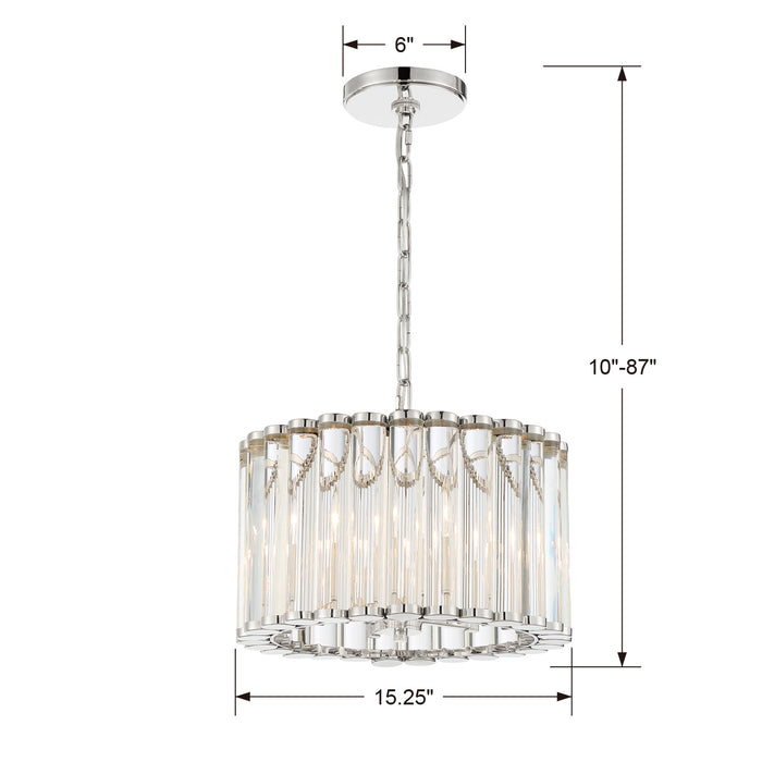 Crystorama ELL-B3004-PN Four Light Pendant, Polished Nickel