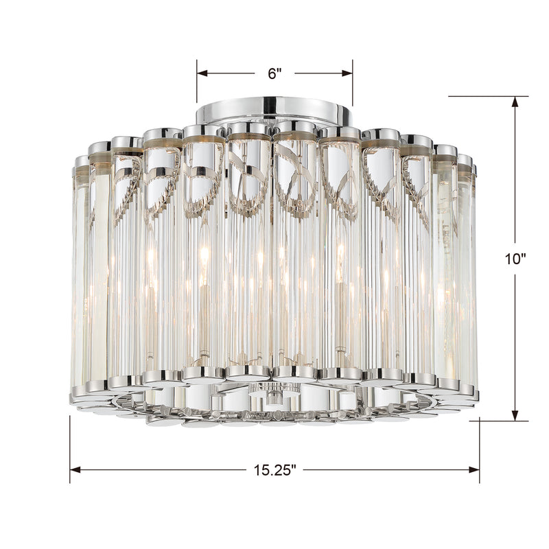 Crystorama ELL-B3004-PN_CEILING Four Light Semi Flush Mount, Polished Nickel