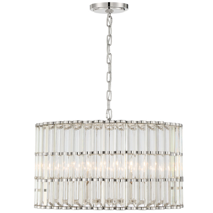 Crystorama ELL-B3006-PN Six Light Chandelier, Polished Nickel