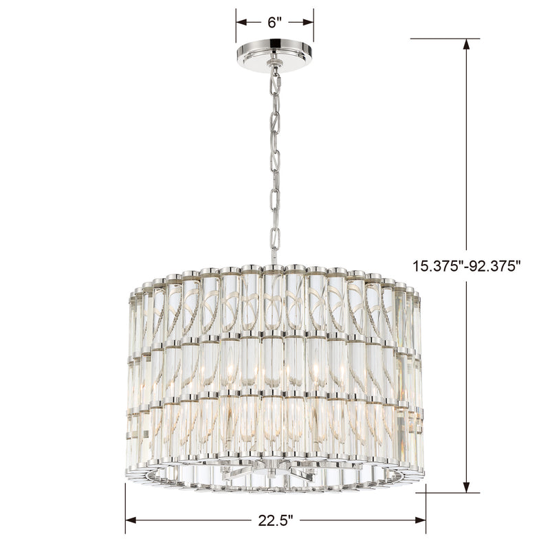 Crystorama ELL-B3006-PN Six Light Chandelier, Polished Nickel