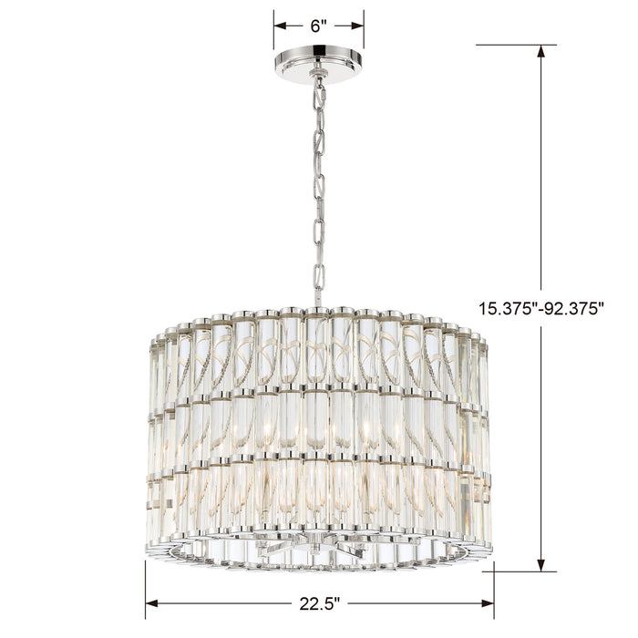 Crystorama ELL-B3006-PN Six Light Chandelier, Polished Nickel